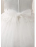 Silver Sparkly Lace Tulle Tiered Flower Girl Dress